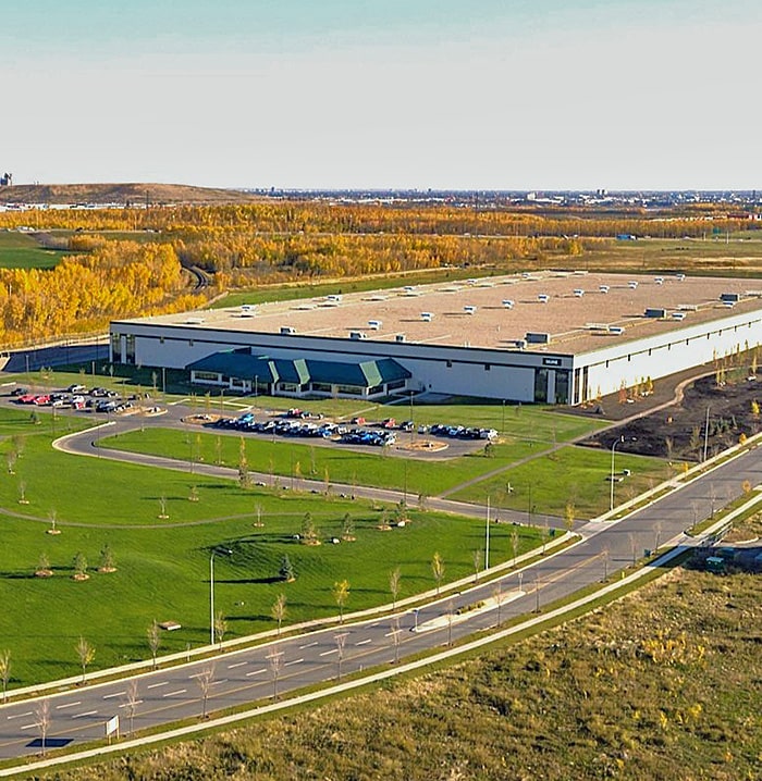 An aerial view of the Riel South Businss Park area